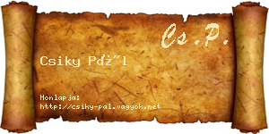 Csiky Pál névjegykártya